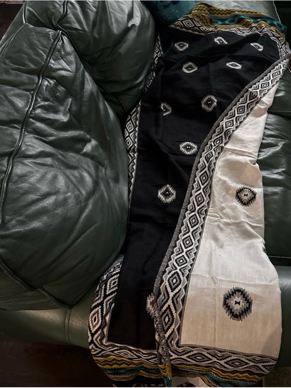 Black & Cream Patterned Women's Coat